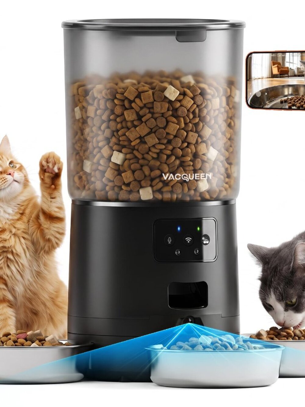 NEW Automatic Cat Feeder with Camera for 3 Cats 310 6L Smart 1080P video 180 2G